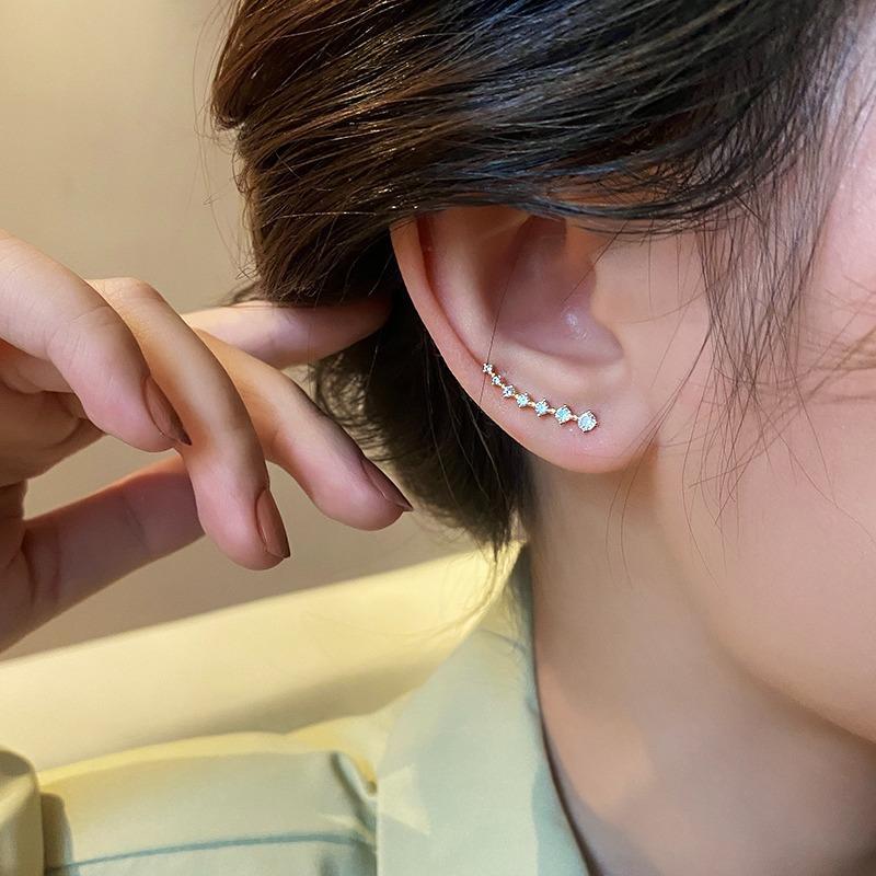 Zircon Earrings for Women's Hot Style Light Luxury Earrings Niche Design High-end Ear Bone Clip Temperament Ear Accessories