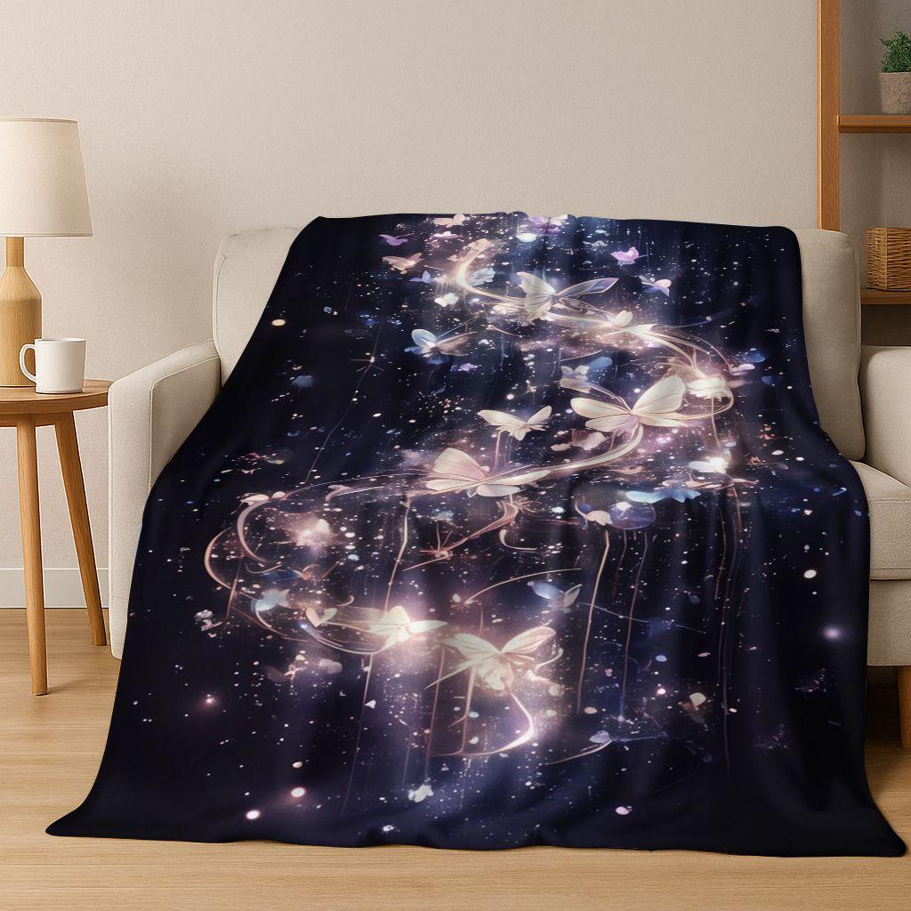 26 Style Dream Butterfly Flower Cartoon Flannel Blanket,Cozy Soft Throw Blanket for Home Bedroom Bed Sofa Picnic Cover Gift Kids