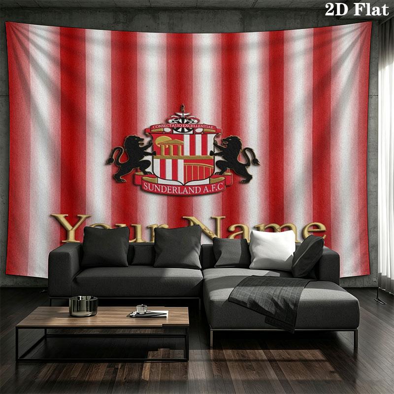 Sunderland A.F Custom Name Wall Tapestry Aesthetic Wall Hanging Printed Fabric Blanket Decorative Tapestries for Bedroom Living Room Home Decor