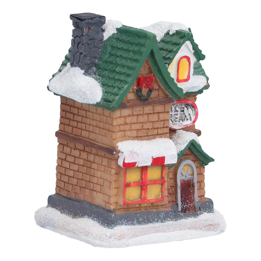 Resin Christmas Scene Village Houses Town with LED Light Battery Operate for Christmas Holiday