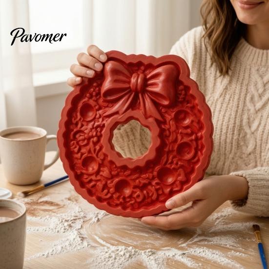 Artistic Garden Ornament Mold Christmas Stepping Stone Mold, Silicone Tree Santa Wreath Gingerbread Man Design, Resin Art Supplies for Beginners