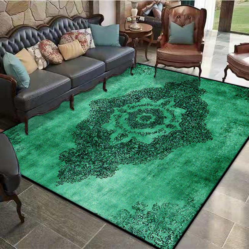 Green Persia Carpet Living Room Decoration Bedroom Non-slip Floor Mat Easy Clean Sofa Area Lounge Rugs Washable Entrance Mats