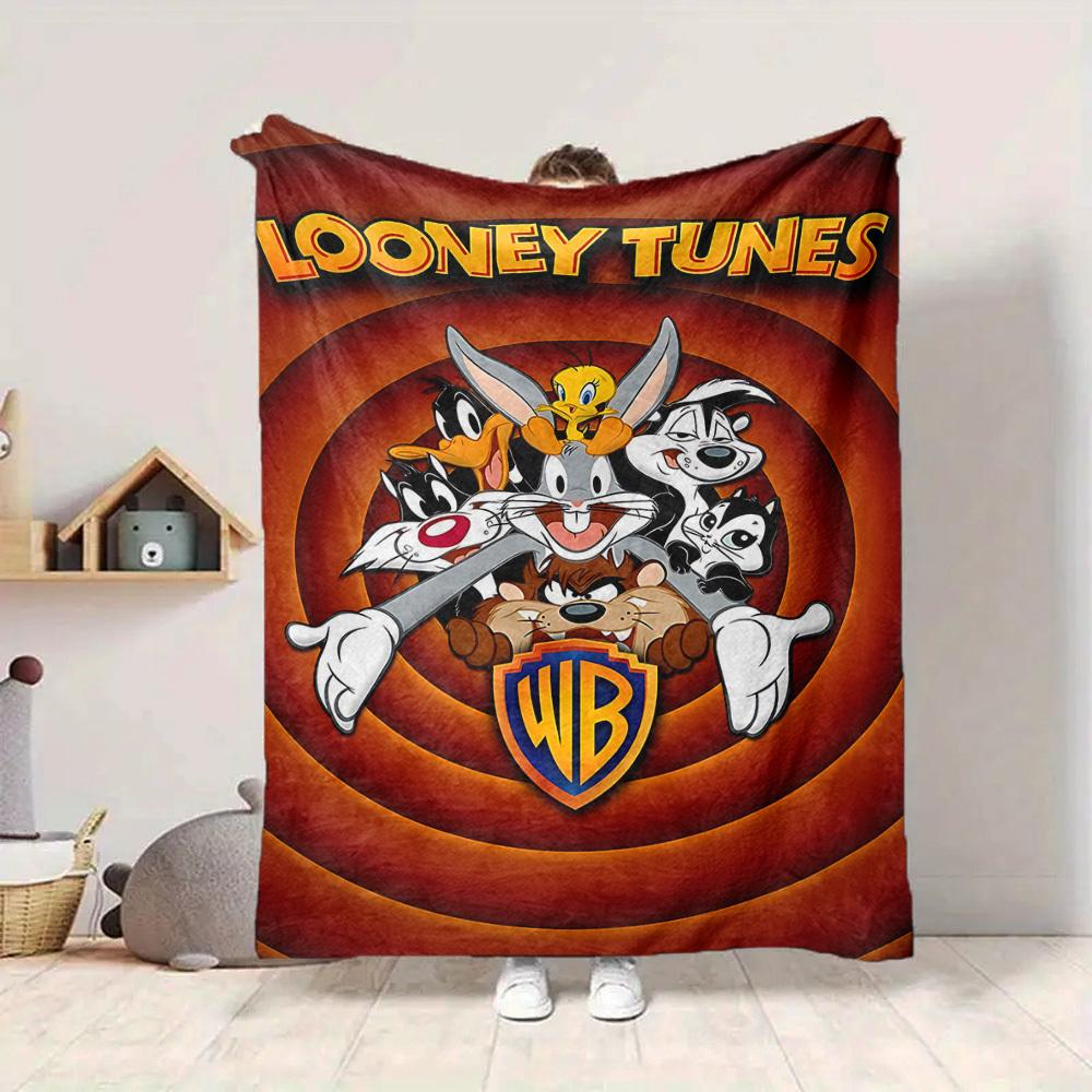 1pc Looney Tunes Characters Flannel Throw Blanket Lightweight Soft Warm All Season Blanket for Sofa, Bed, Travel,L1029039