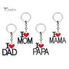 Car Bag Pendant Keychain Love Mom Dad Letter Charm Double-Sided Engraved Design Symbolic Parent-child Bond Keyring
