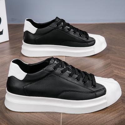 Genuine Leather Casual Shoes Youth Teenage Elevator Footwear 2024 Men's Vulcanize Shoes Trainers Thick Bottom Men Skate Shoes
