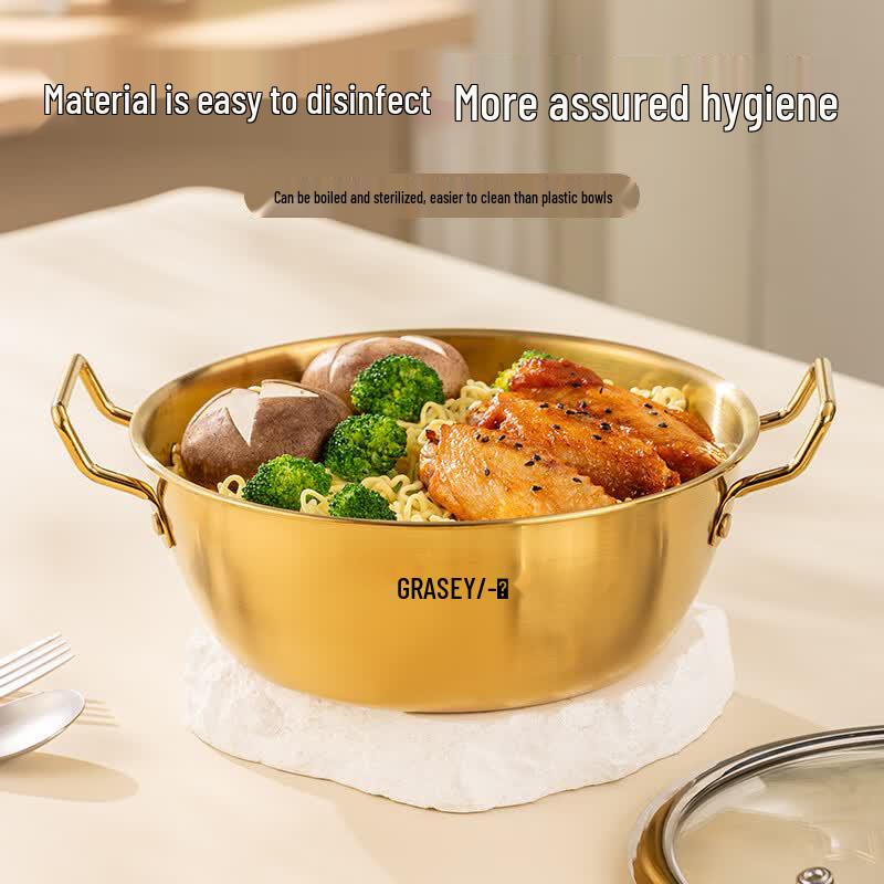 Guangyi 304 Stainless Steel Korean Noodle Bowl with Double Handles