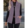 Women S Casual Turn Down Collar Zip Up Vest