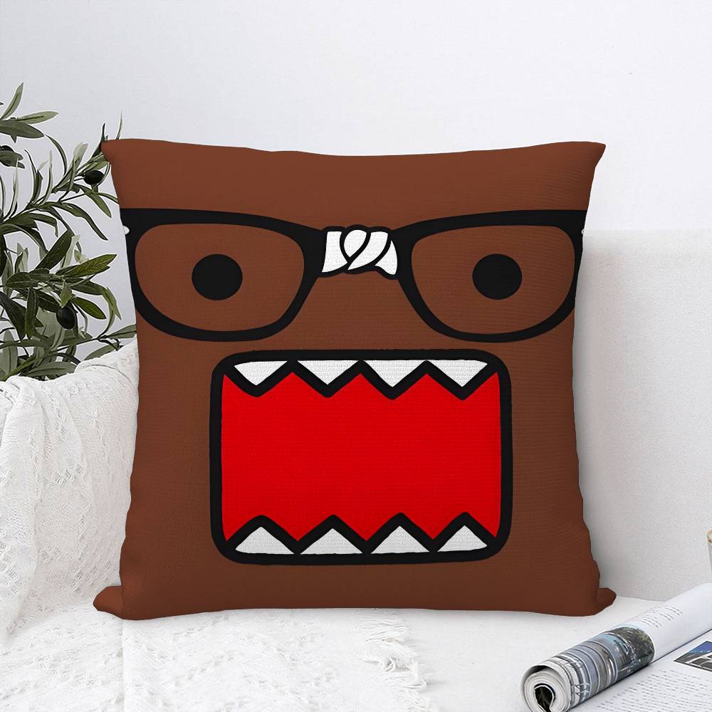 Cool Cute D-Domo KunS Face Pillow Case Soft Plush Fabric Double Sided Print Decorative Home Living Room Gift Cushion