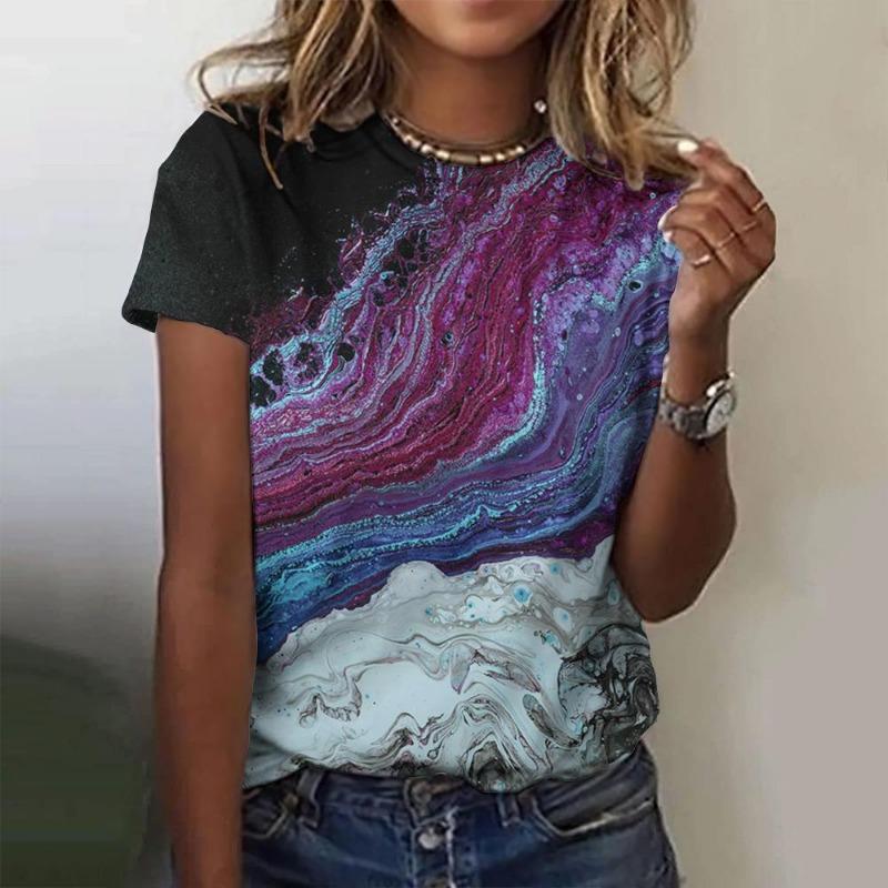 3D Printed T-shirt Women's Street Clothing Casual Fashion Short Sleeved Round Neck T-shirt Top Clothing