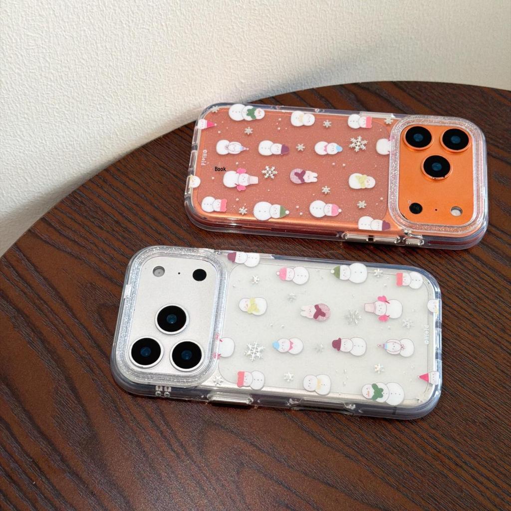 Silberne Schneeflocke Schneemann Schutzhülle für iPhone 13/14/15/16 Pro Max und 17 Pro