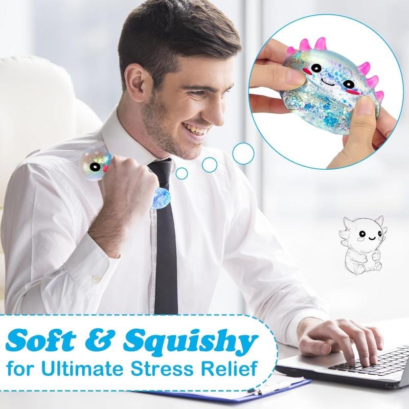 Axolotl Stress Balls Squishy Tactile Fidgeting Toys Stress Ease Malt Sugar Sphere Cute Animal Squeeze Toys For Kids Birthday Gift