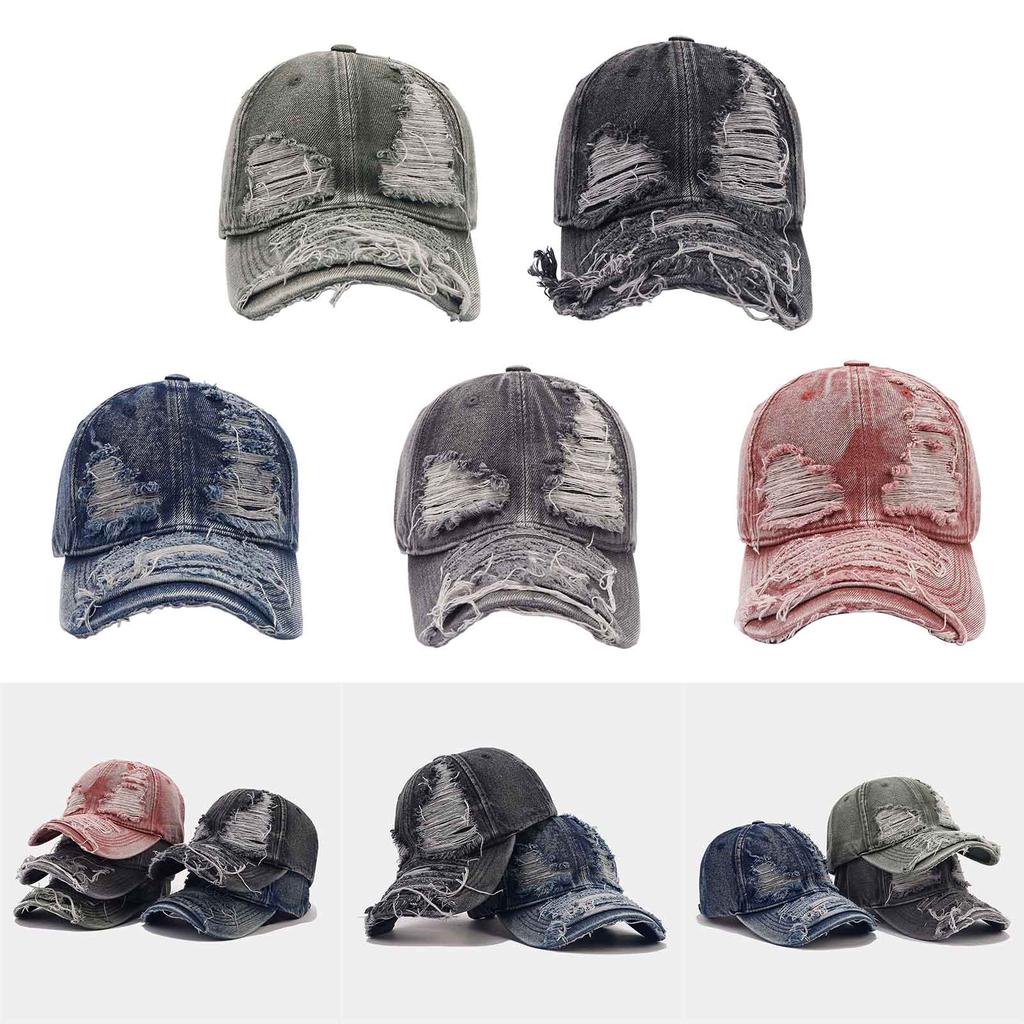 Popular WashedFabric Baseball Hat Distress Baseball Hat Women Beach Hat Photowear Sun Hat Outdoor Sport Camping Hat
