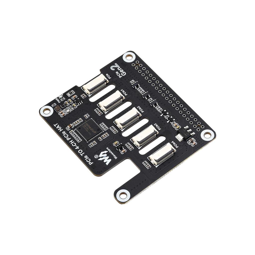 Raspberry Pi 5 Stackable Four-Channel PCIe FFC Expansion Board for Multiple HAT Modules