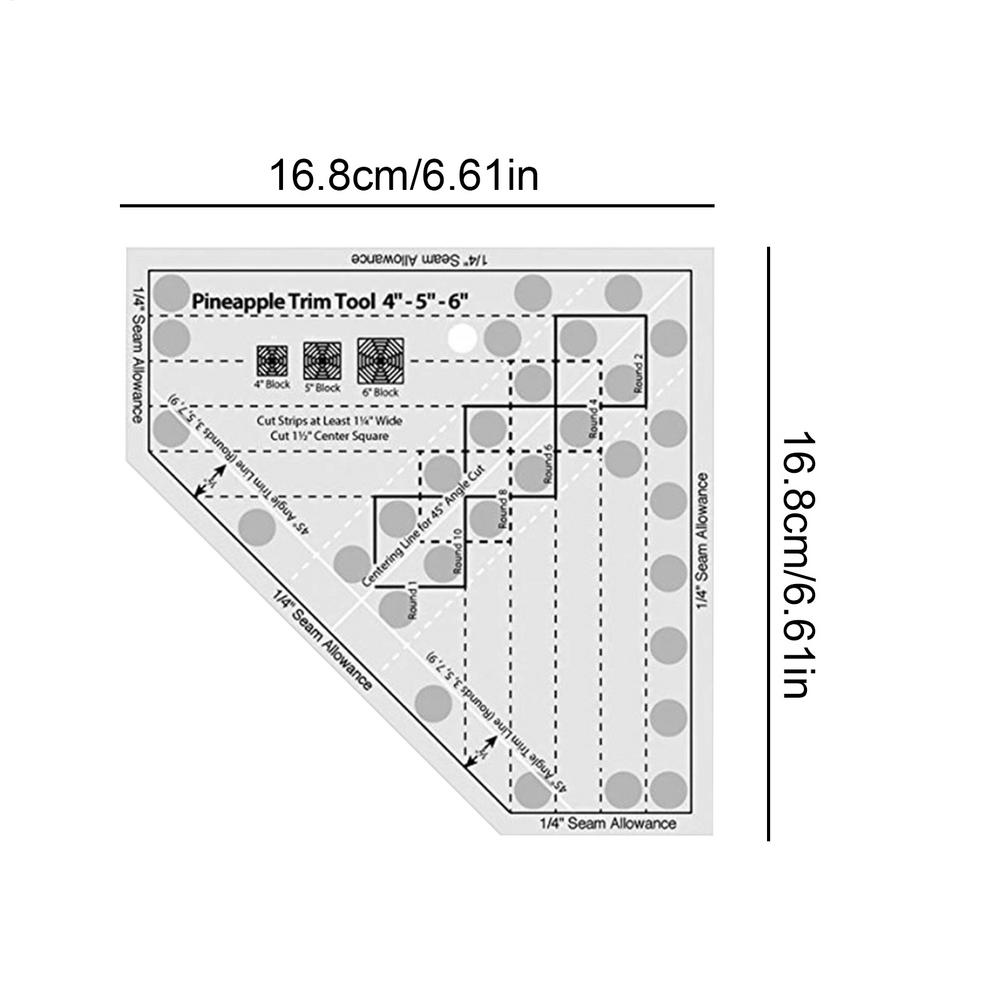 

Pineapple Quilt Ruler Acrylic Template Ruler Tool For Pineapple Trim Multi-Functional Patchworks Ruler Precise Scale Beginners