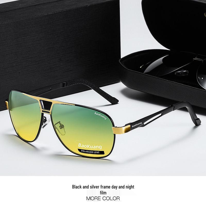 Men's Dual-Use Color-Changing Polarized Sunglasses for Day/Night: Anti-Glare, HD Vision for Driving & Fishing