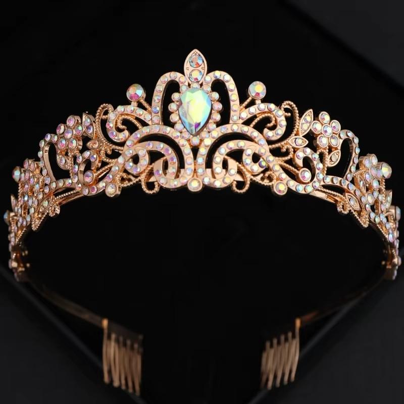 Diamond Bridal Headdress with Comb, Luxurious Crystal Wedding Crown, Suitable for Retro Celebration Ball, Queen Headdress.