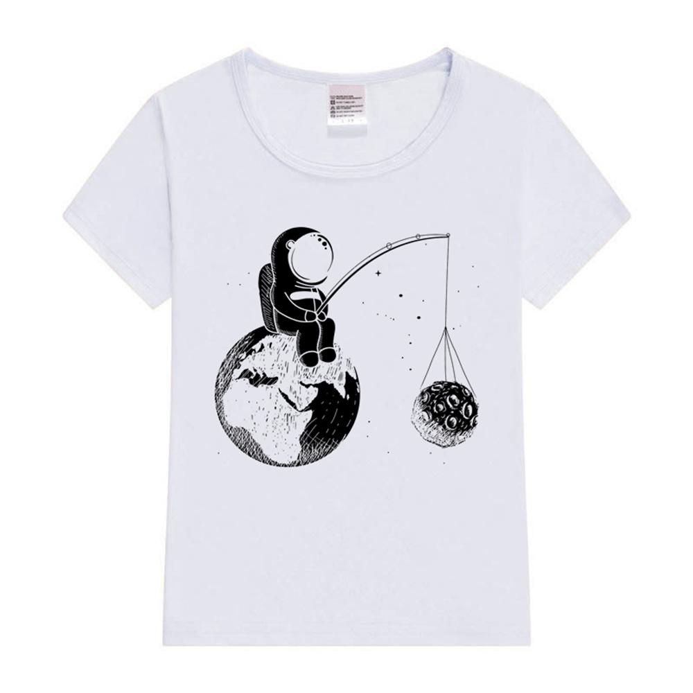 Boys' short sleeved T-shirt, children's astronaut T-shirt, big boys' cute pattern T-shirt, children's cartoon top, summer outfit