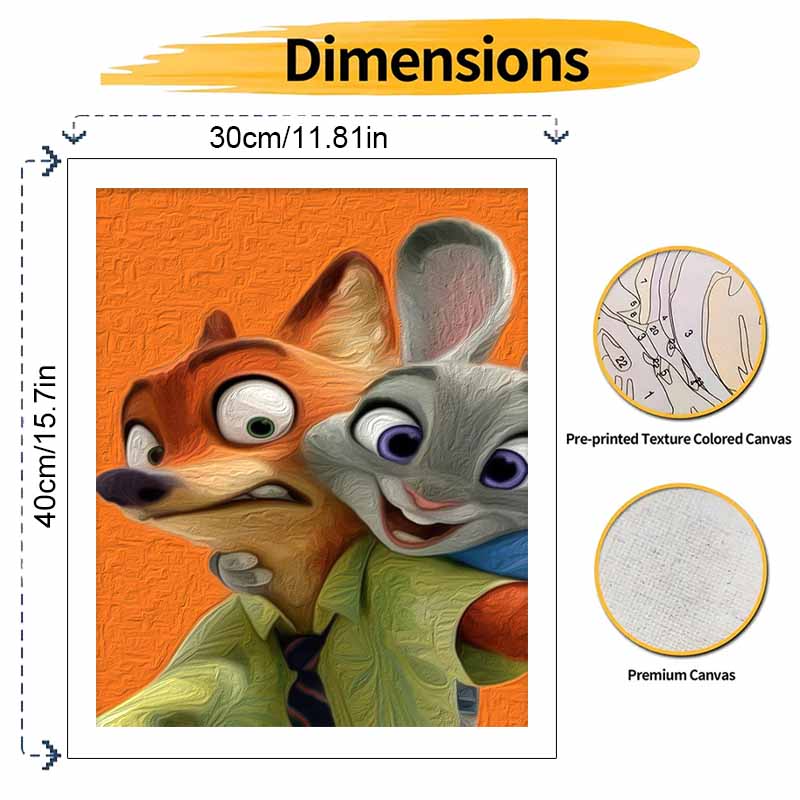 Disney Zootopia Nick and Judy Oil Painting Painting Art Handmade Diy Painting Home Decoration Gift