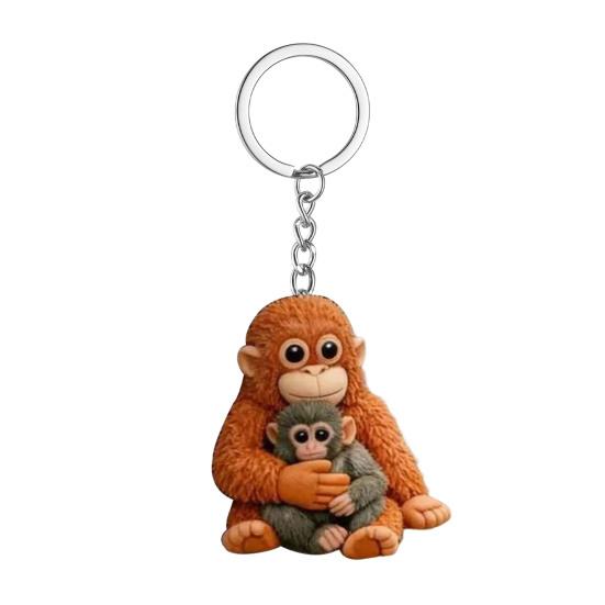 1/2Pcs Keychain Pendant 3D Monkey Hugging Monkey Key Chain Backpack Desk Decoration Portable Bag Charm Accessory
