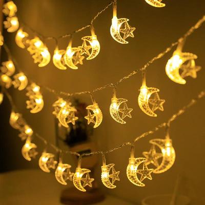 1M 10LED Moon Star Eid Mubarak String Light Ramadan Decorations for Home Ramadan Islamic Muslim Party Eid Al Adha