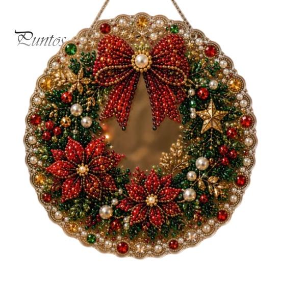 Handgemaakte Feestelijke Huisdecoratie Kerst Kunst met Nep Parels Hangend Ornament Kit, DIY 3D Kralen Sprankelende Acryl Edelsteen Kunst Ambacht, Bord voor Raam, Deur,