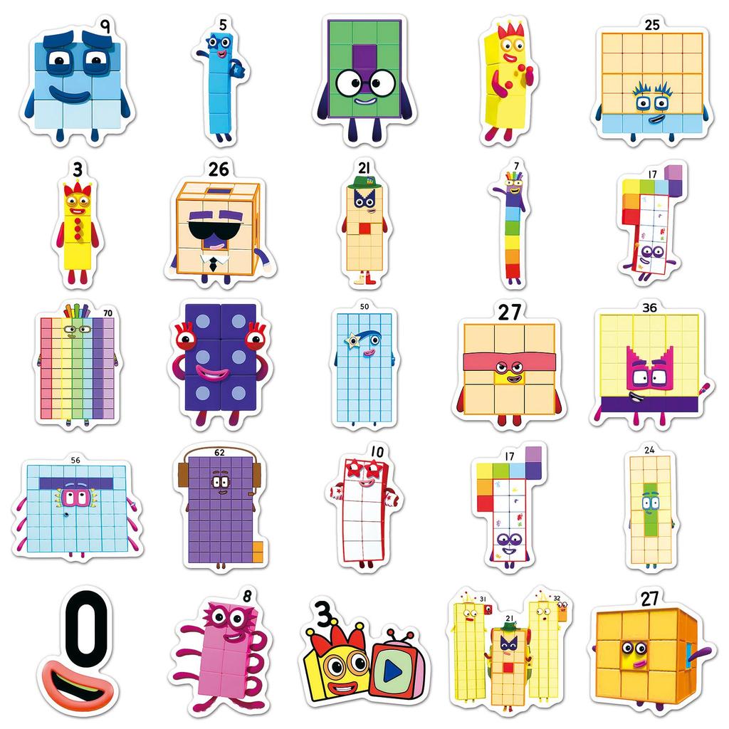 50 Numberblocks Lernanimations-Aufkleber für Handyhüllen & Schreibwaren