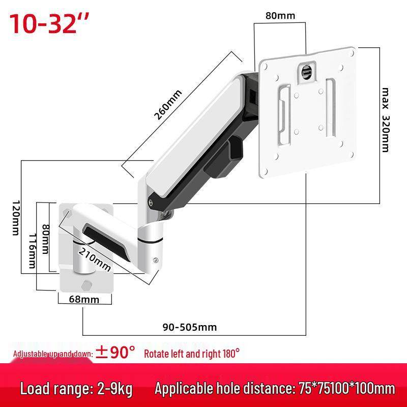 Industrial Universal Wall Mount Articulating Monitor Bracket with Extendable Arm and Adjustable Height for Vertical Screens