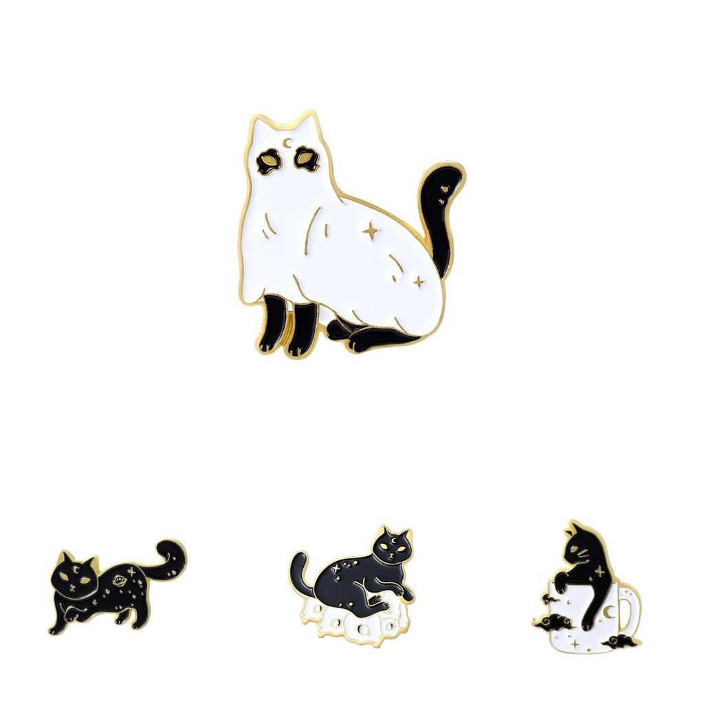 Fashionable Ghost Black Cat Lapel Pin For Men And Women Ideal For Halloween Decorations