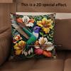 2D Tropical Hummingbird Floral Throw Pillow Covers Pattern Cushion Cover Suitable For Sofa Bedroom Car Pillow Cover