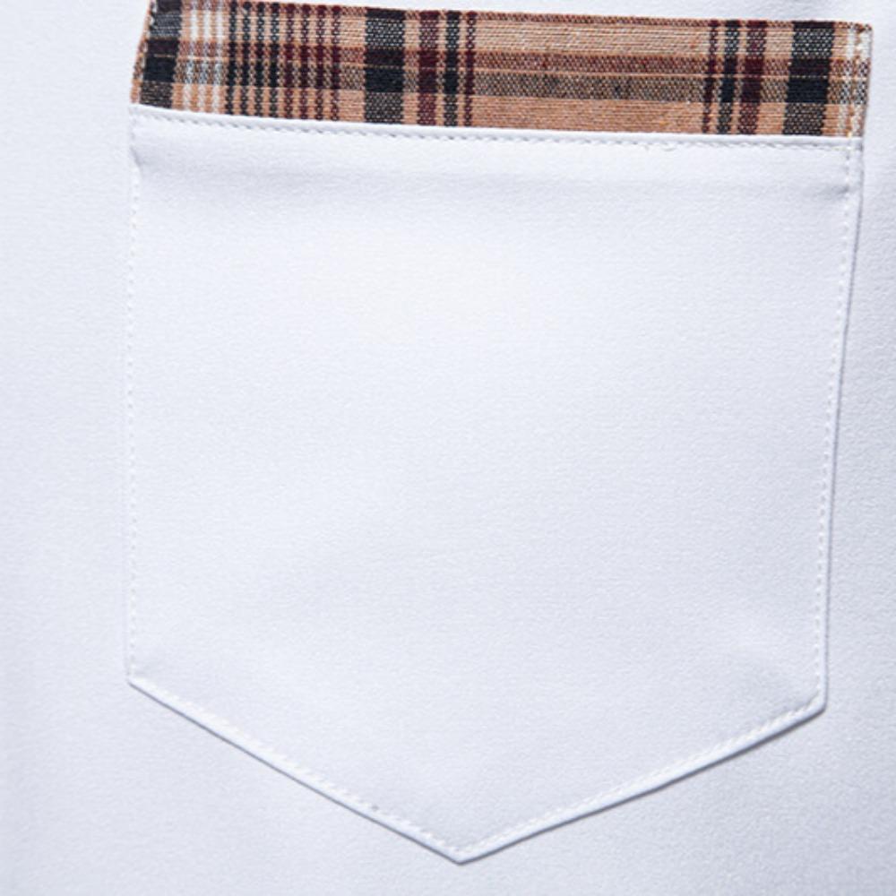 Men's Casual Short-sleeved Dress Shirt Plaid Collar Button-down Shirt