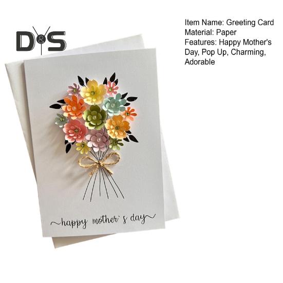 3D Pop Up Happy Mother's Day Card Artificial Flower Greeting Card with Envelope And Insert for Mom Grandma Wife Daughter