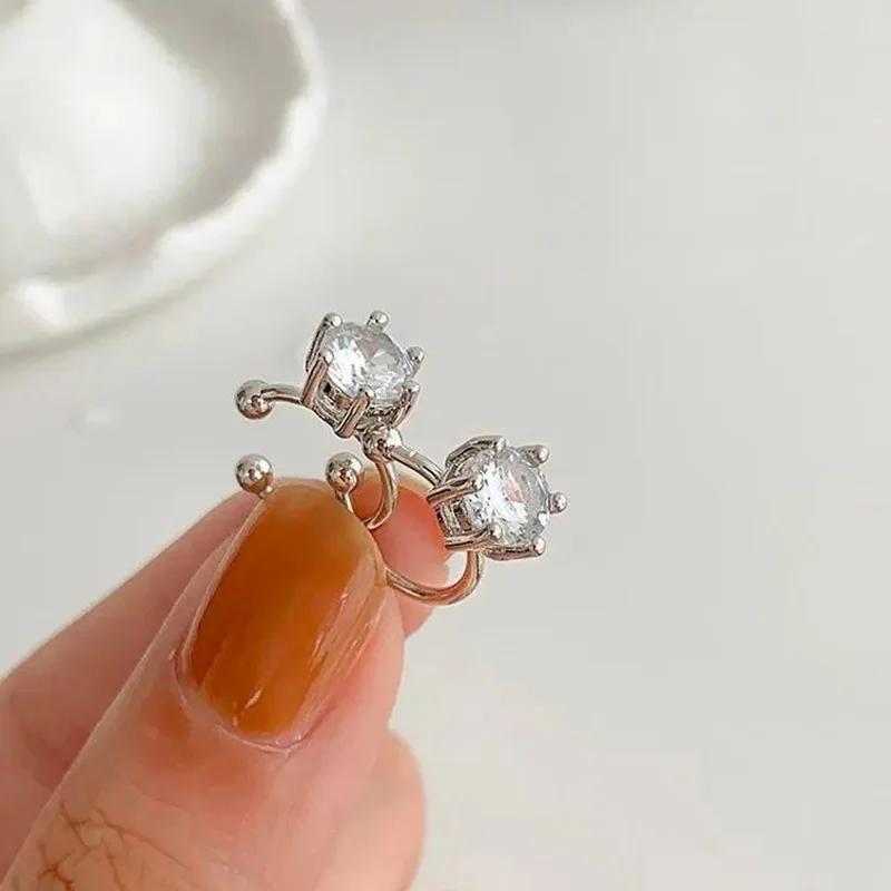 Elegant Shiny Zircon Clip Earrings Adjustable Non Piercing Ear Clips for Women Daily Wear Party Banquet Jewelry Gift New Fashion