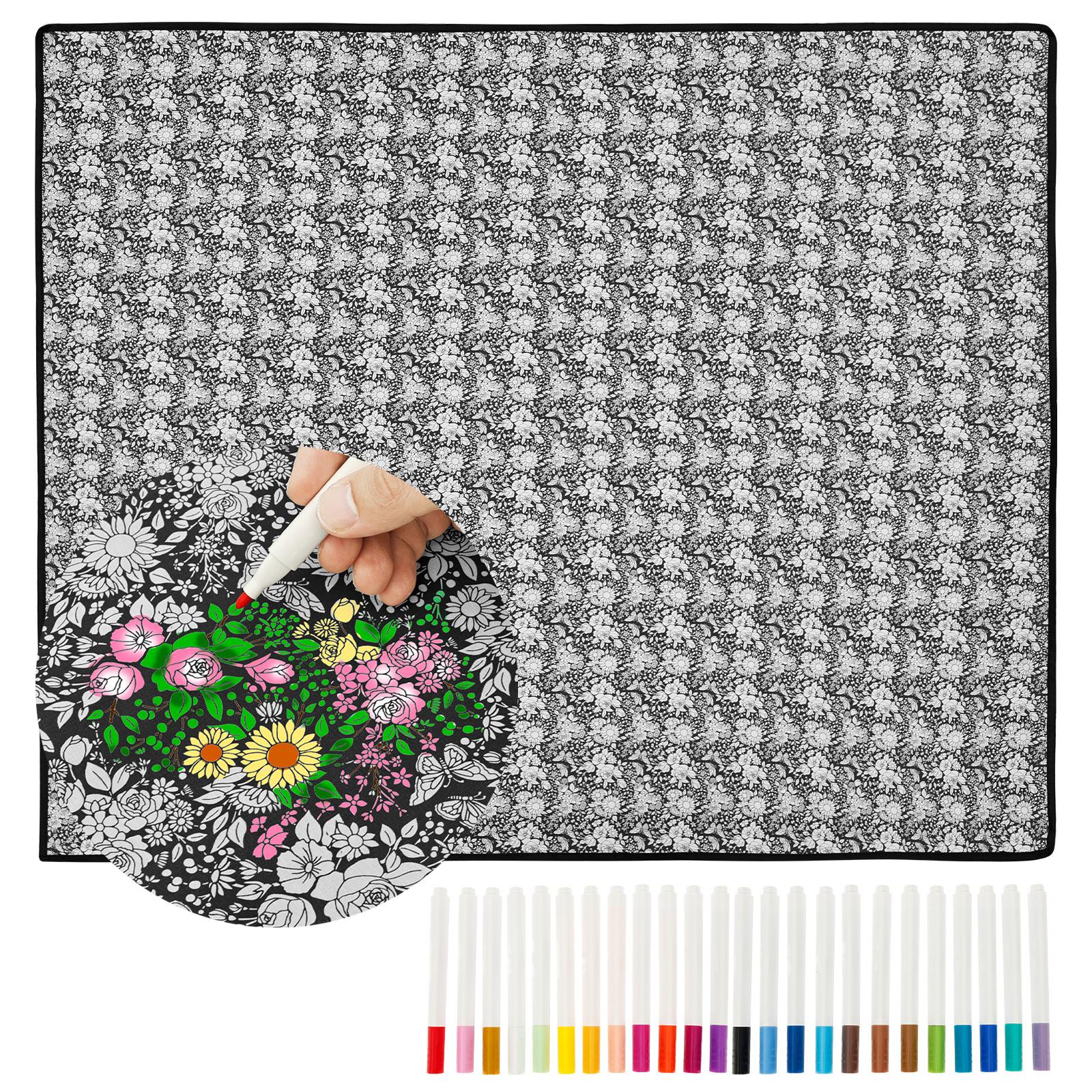 

DIY Coloring Blanket with 24 Colored Markers Creative Personalization pattern blanket Stress Relief Unique Paint art Decor Gift 125x147cm