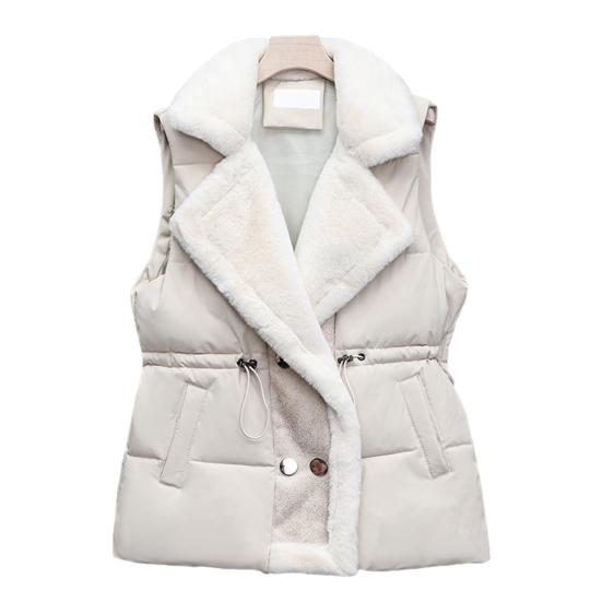 Women's Puffer Vest Casual Fleece Lined Sleeveless Jacket Winter Thicken Qulited Outerwear with Pockets