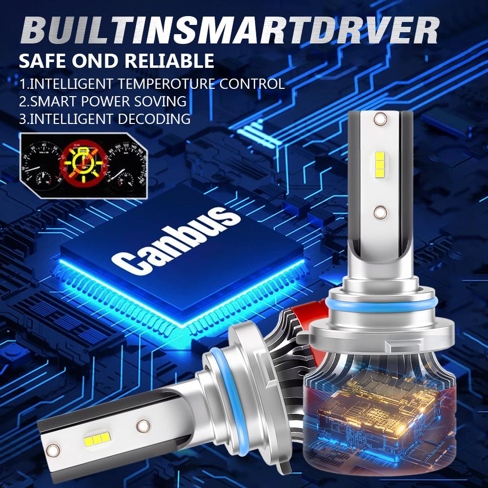 Car LED Headlight Bulbs H7 Imported 3570 CSP 6000k White Internal Driver Replacement Light Bulbs 9005/9006/H11