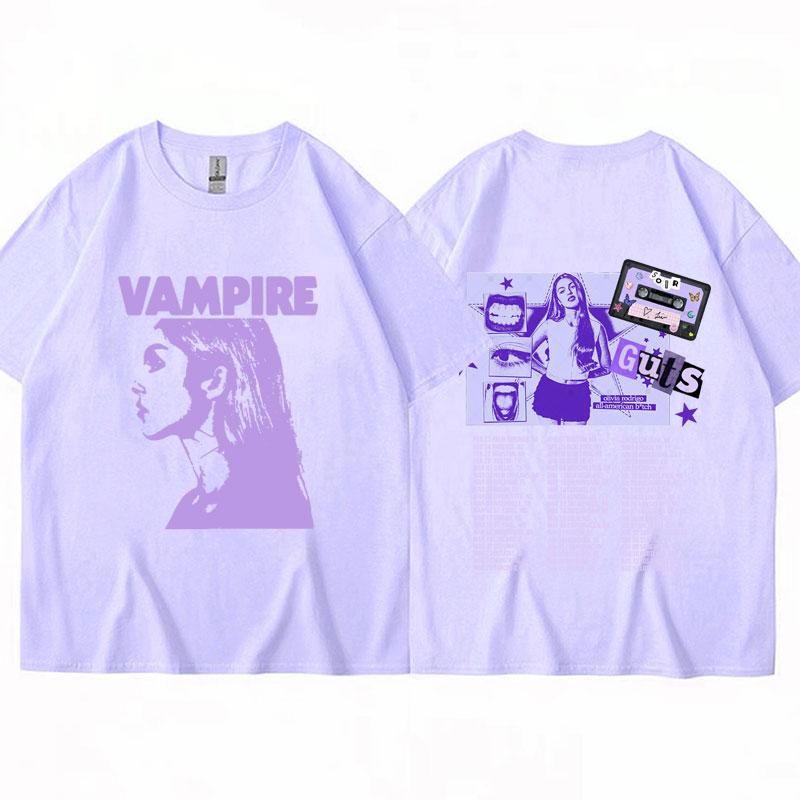 Sour Vampire Guts Konsertturné 2024 T-shirt Herr Damer Mode Hip Hop-stil Kortärmad Bomull Casual Lös Street T-shirt Gåvor
