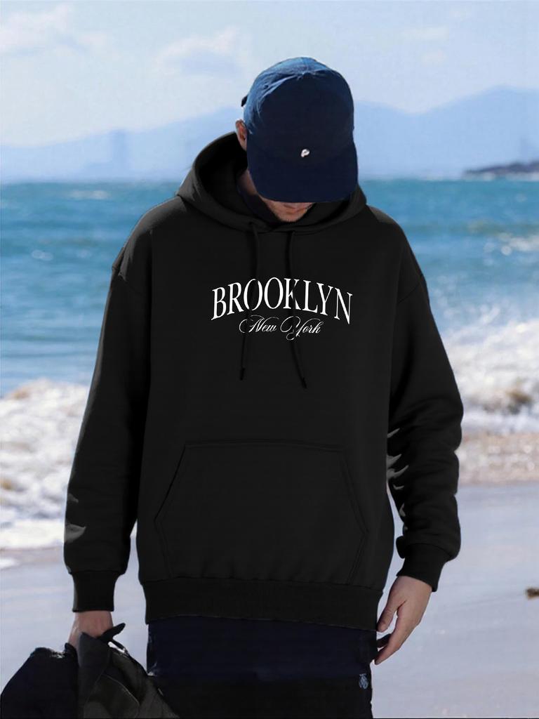 Brooklyn New York Letter Printing Men Hoodie Pocket All-Match Hoody Multicolor Casual Man Pullovers Autumn Fleece Clothing