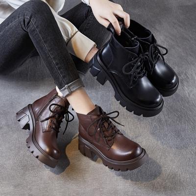 High-top Thick-soled Boots for Women, New Trendy Short Boots, Casual Lace-up Shoes