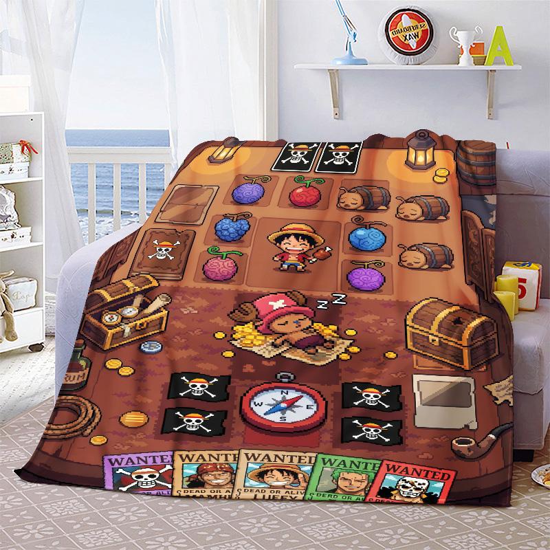 One Piece Flannel Blanket Soft Plush Warm Lightweight Throw for Bed Sofa Couch Cozy Winter Travel Home Decor Gift Idea -QJY