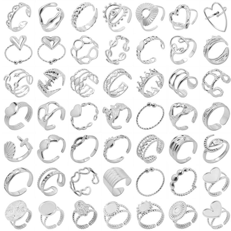 1 Stück Krone Herz Muschel Anhänger Ring Zwei/Dreilagig Verstellbar Edelstahl Ringe Für Frauen Männer Zubehör Vintage Schmuck