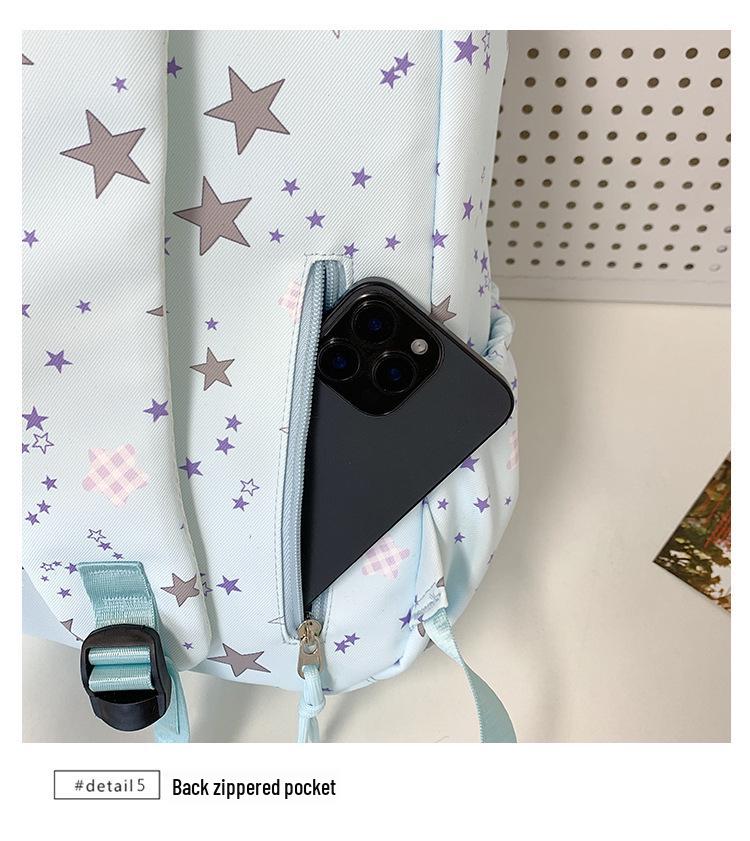 Women's Large Capacity Star Backpack - Lightweight, Cute, and Simple for Primary To High School Students