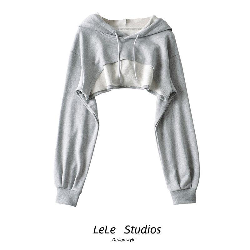 Women's Hoodie Early Autumn New Ins Personality Irregular Ultra Short Long Sleeved Top
