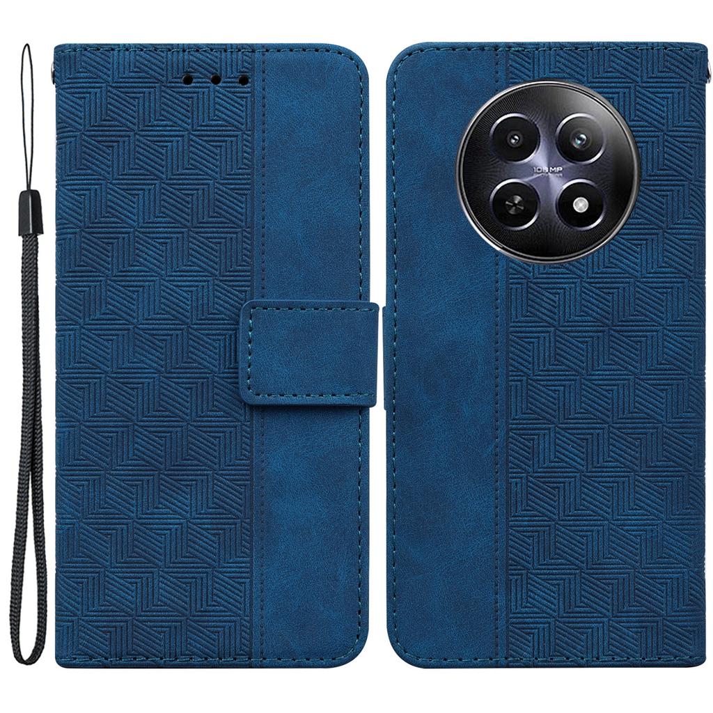For Realme 12 5G/12x 5G Leather Phone Case Geometry Imprinted Flip Stand Cover