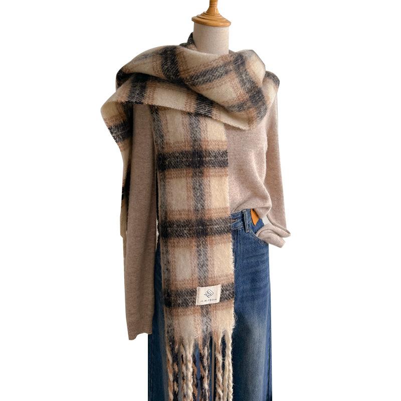 Winter Men and Women Couples Scarf Warm Thickened Shawl Soft Waxy Retro Lazy Style Scarf