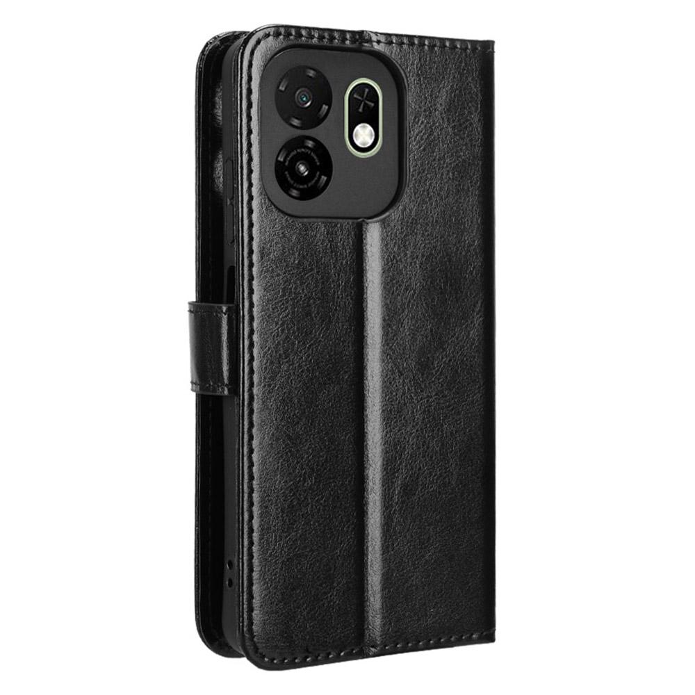 For itel A100C 4G PU Leather Case with Strap Crazy Horse Texture Phone Wallet Cover