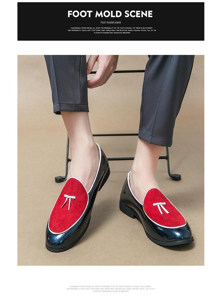 Men's British Style Slip-On Leather Loafers: Plus Size, Color Block, Pointed Toe, Bow Detail, Formal & Casual.