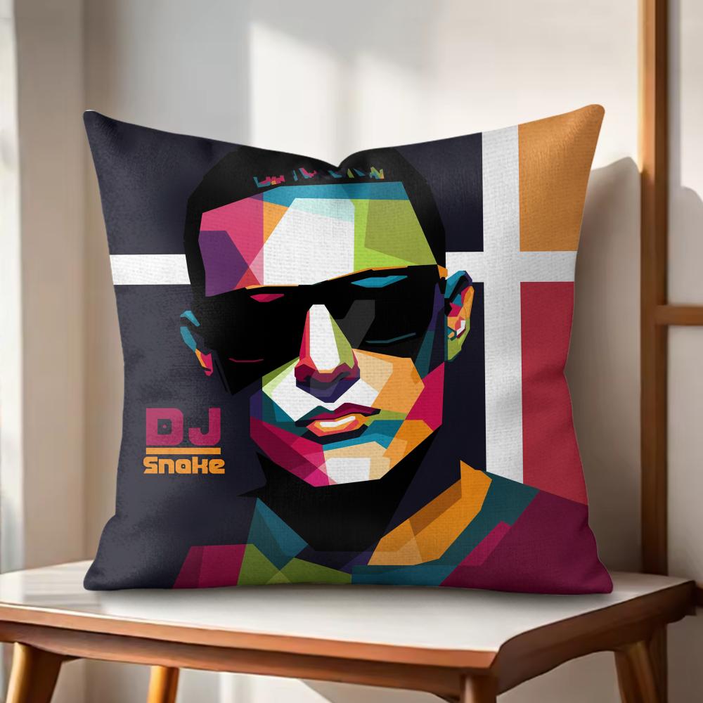 Cool DJ SSnake Cushion Cover Natural Linen Organic Fabric DoubleSided Printing Couch Pillow Covers Home Decor