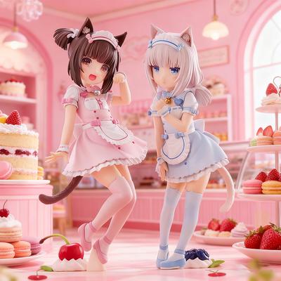18CM NEKOPARA Anime Katze Maid Figur - Schokolade Vanille Niedlich PVC Sammelbare Statische Puppe Hübsches Katzenstil Modell für Kinder