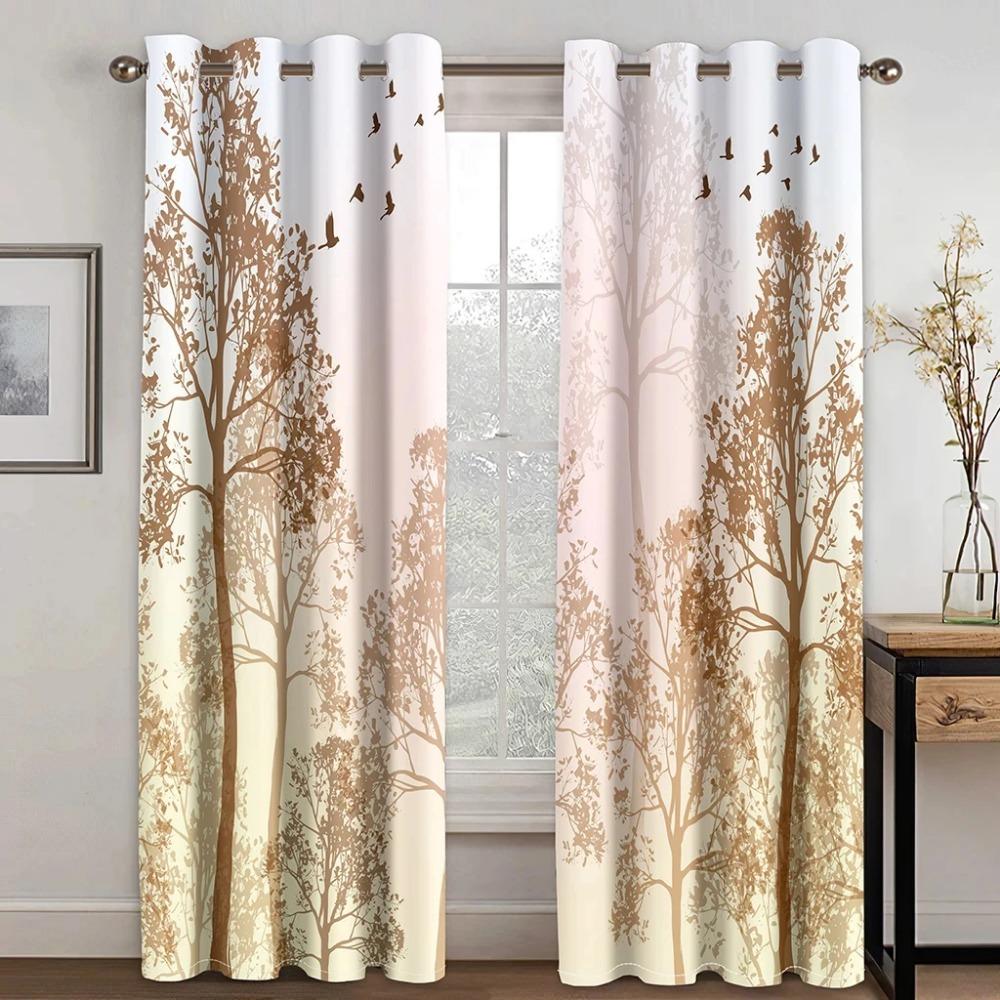 Pretty Purple Lily Print Room Curtains Thin Window Curtain Kitchen Bedroom Living Room Outdoor Fabric Decor Kids Curtain 2Panels