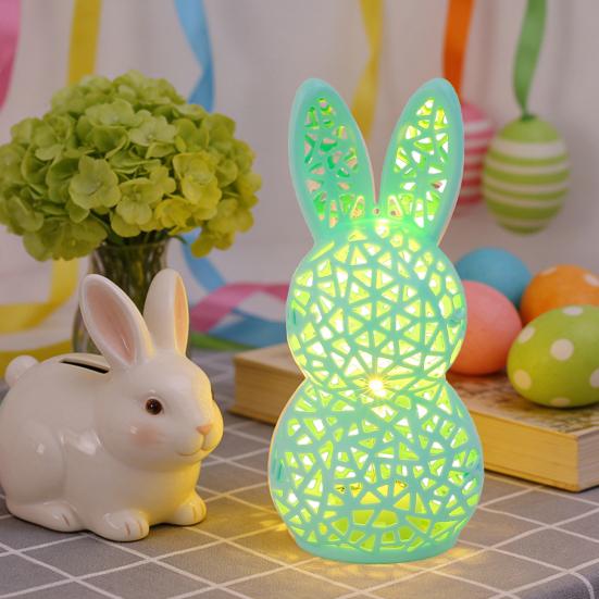3D Printed Rabbit Lamp Hollow Bunny Night Light for Kid's Room Bedroom Nursery Easter Party Table Decoration